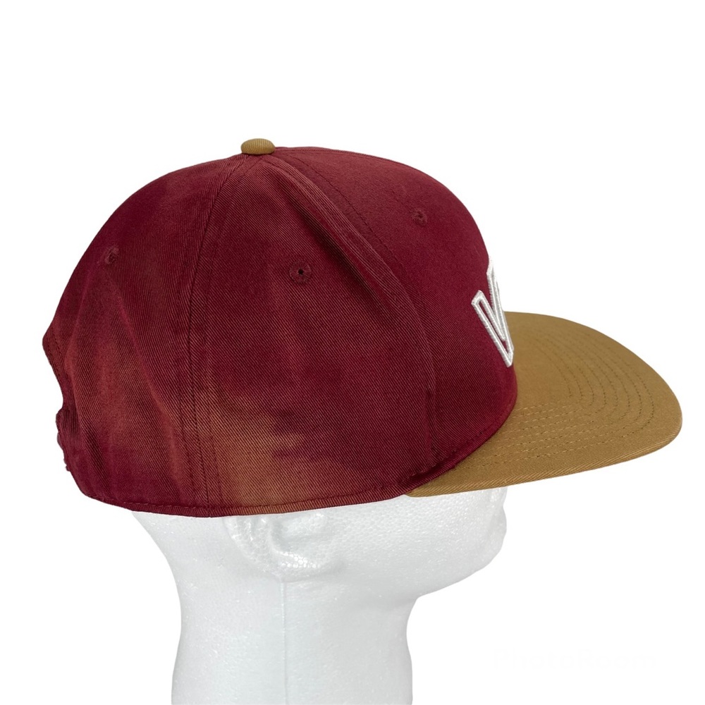 VANS Off The Wall Snapback Flat Brim Skater Hat Garnet Tan White Logo One Size - Picture 3 of 12